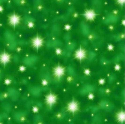 44 x 36 Stars on Green Quilting Treasures 100% Cotton Christmas