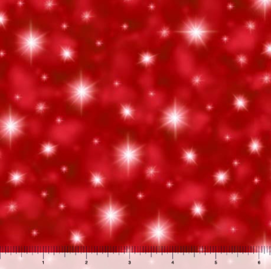 44 x 36 Stars on Red Quilting Treasures 100% Cotton Christmas