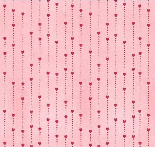 44 x 36 Love Birds Heart Stripe Pink 100% Cotton Fabric Valentine