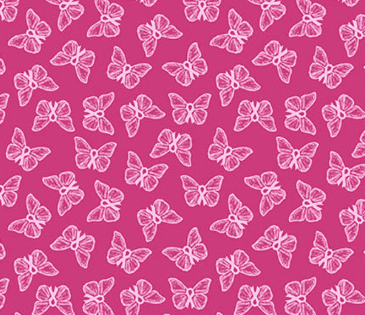 45 x 36 Breast Cancer Awareness Butterflies Ribbons Pink Celebration 100% Cotton