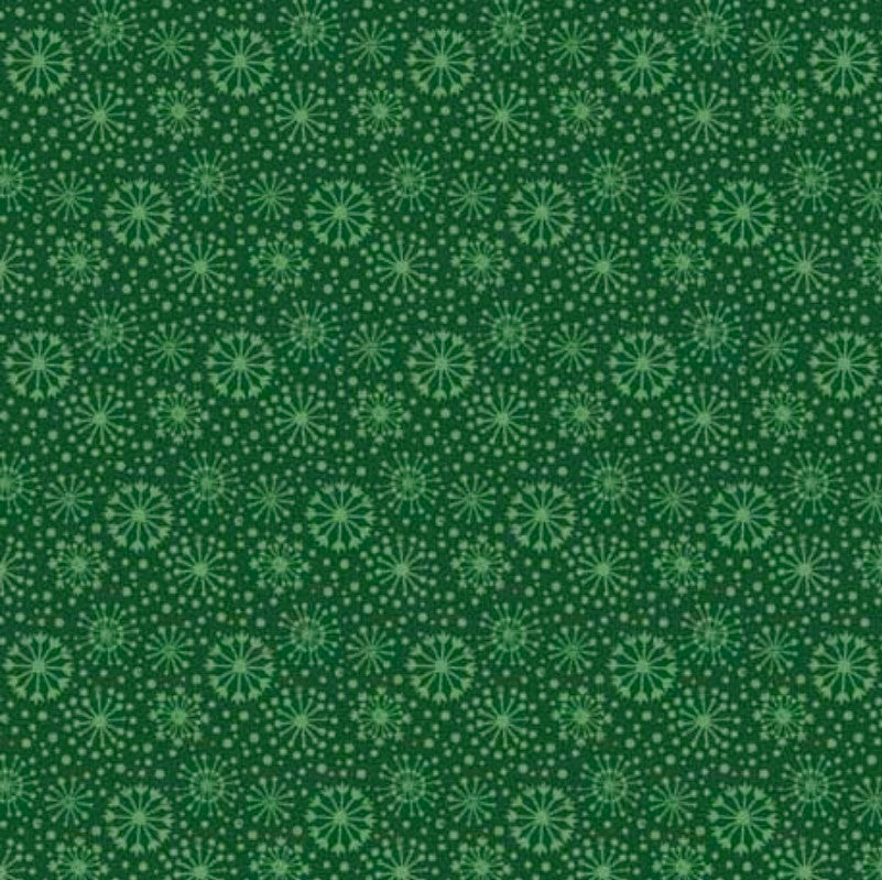 44 x 36 Snowflakes on Green QT Fabrics 100% Cotton Christmas