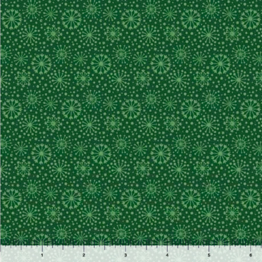 44 x 36 Snowflakes on Green QT Fabrics 100% Cotton Christmas