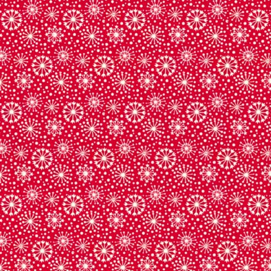 44 x 36 Snowflakes on Red QT Fabrics 100% Cotton Christmas