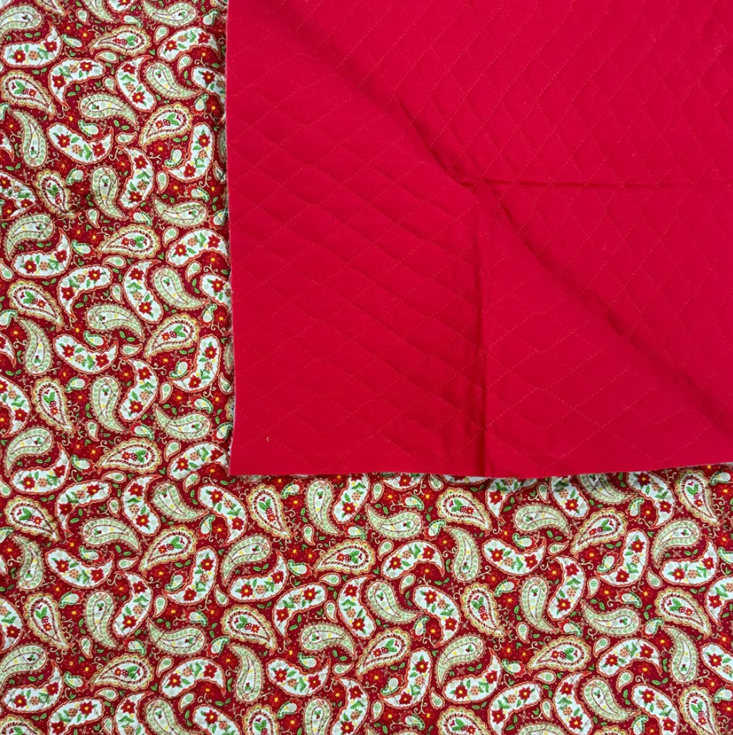 Price Per Yard Double Faced Pre-Quilted Christmas Fabric Paisley Red Paintbrush Studio