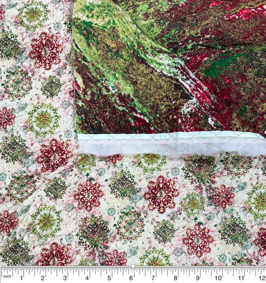 Price Per Yard Double Faced Pre-Quilted Christmas Fabric Snowflakes Marblehead Paintbrush Studio