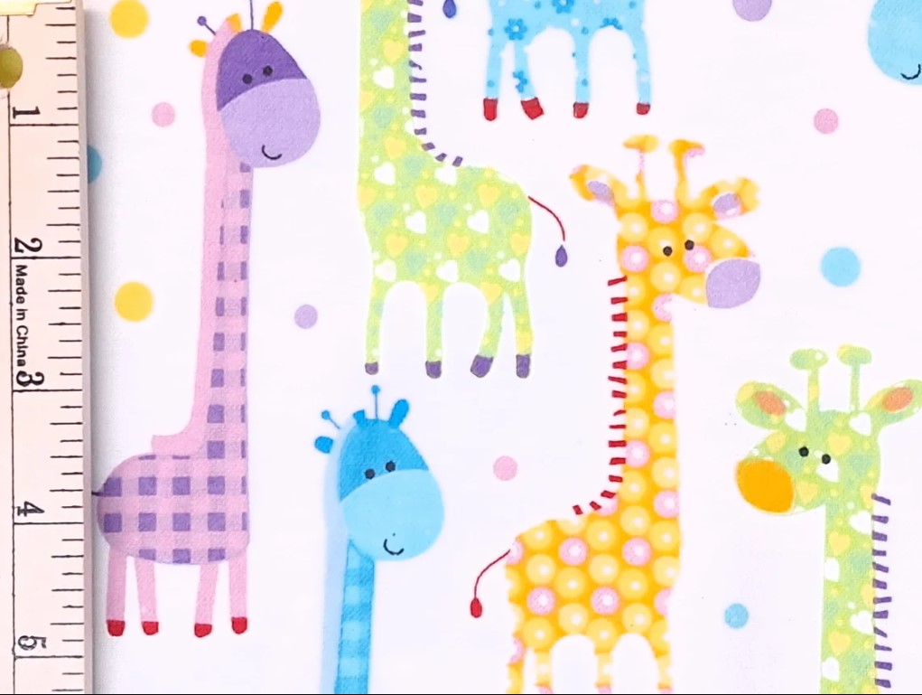 Price Per Yard Flannel Giraffes on White Fabric Paintbrush Studio Fabri-Quilt Baby