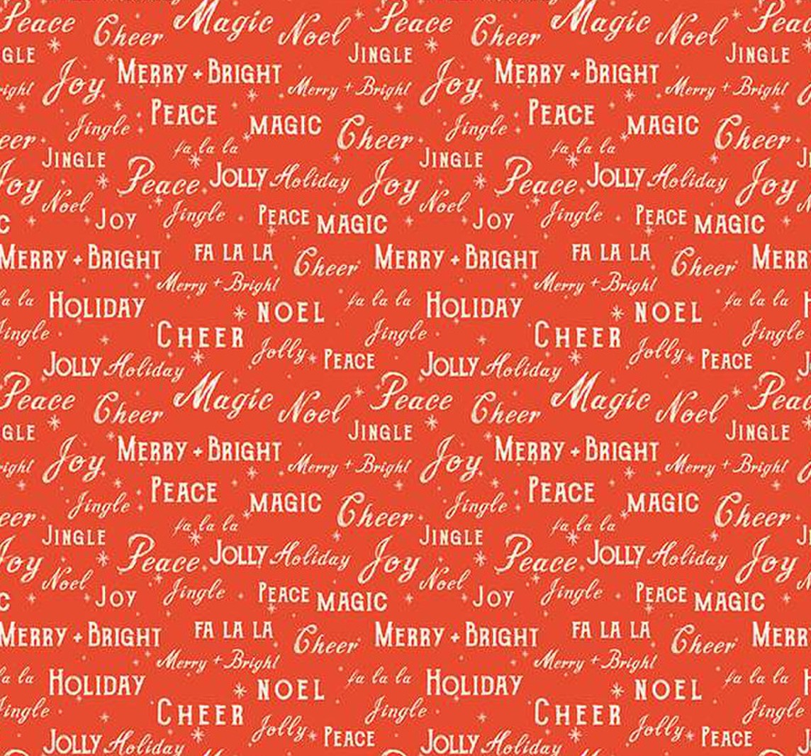 Christmas Text Red Holiday Cheer Riley Blake 100% Cotton Price Per Yard