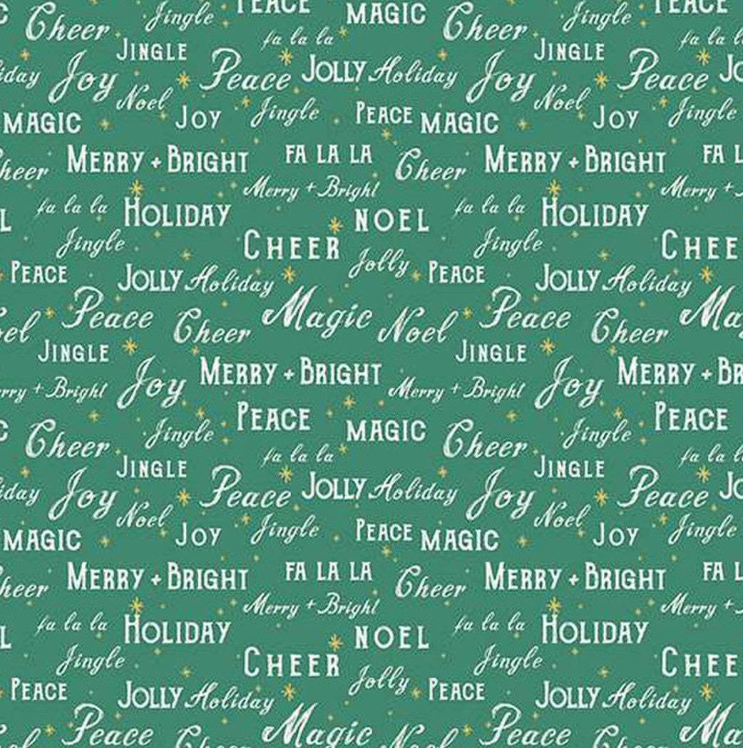 Christmas Text Green Holiday Cheer Riley Blake 100% Cotton Price Per Yard