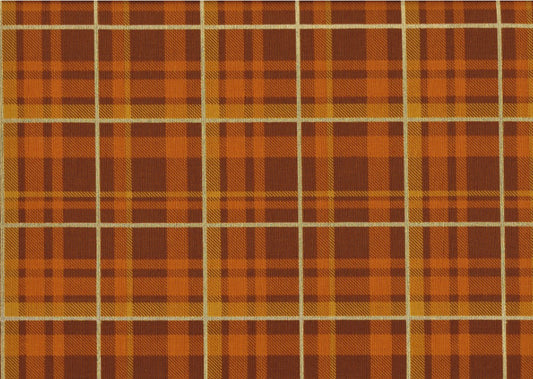 Thanksgiving Fall Rust Brown Plaid Gold Glitter Fabric Traditions 100% Cotton Price Per Yard