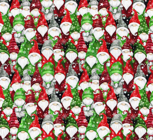 Timeless Treasures Red Green Christmas Gnomes 100% Cotton Fabric