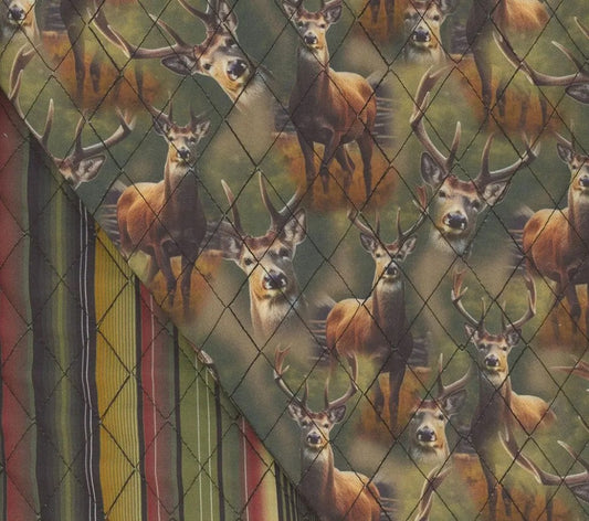 Mook Fabrics Double Faced Prequilted Whitetail Deer Stripes By the Yard