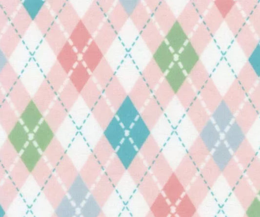 Mook Fabrics Flannel Plaid Coral Diagonal Plaid Baby 100% Cotton Price per Yard