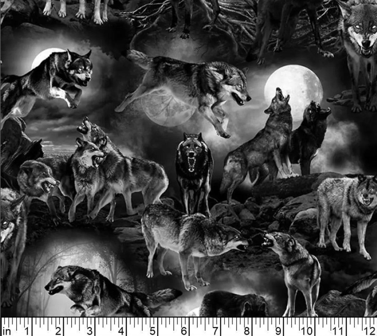 Timeless Treasures Halloween Wicked Demon Wolves Tonal 100% Cotton Fabric Price per Yard