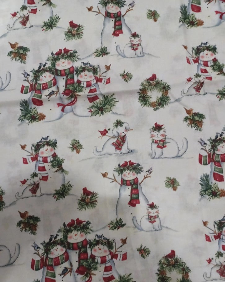 Springs Creative Christmas Snow Family Dog Cat  100% Cotton By the yard