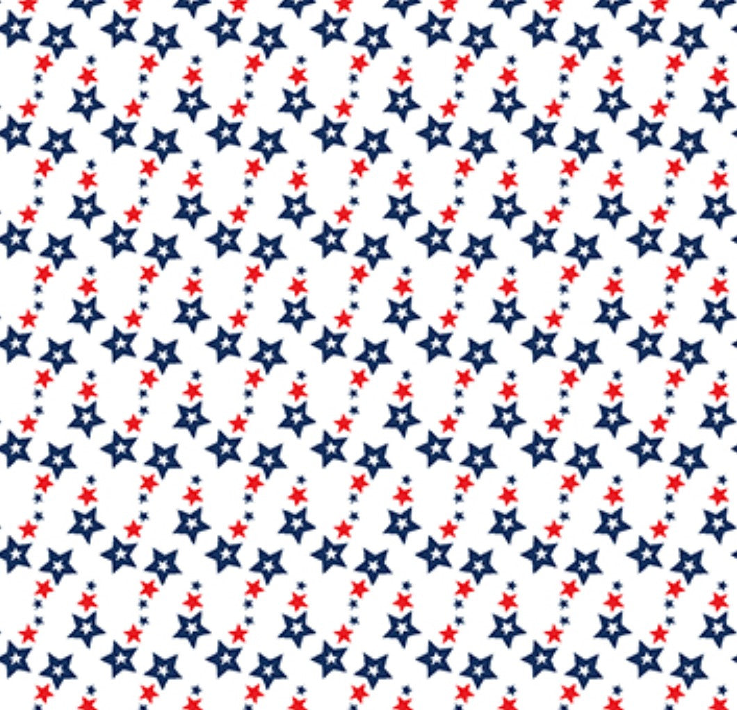 Benartex Patriotic Mini Stars on White