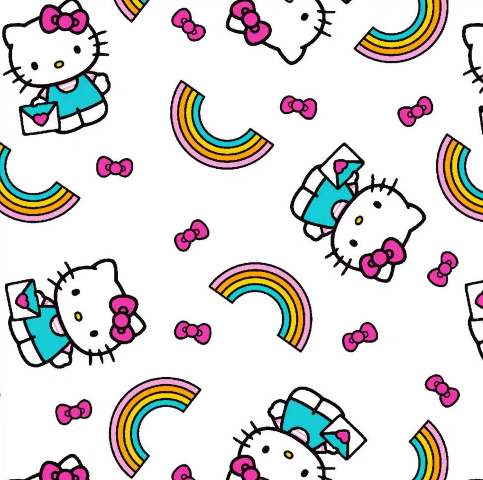 Springs Creative Hello Kitty Rainbow Toss White 100% Cotton By the Yard Baby