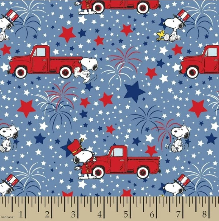 Springs Creative Patriotic Disney Snoopy Stars on Blue Price per Yard