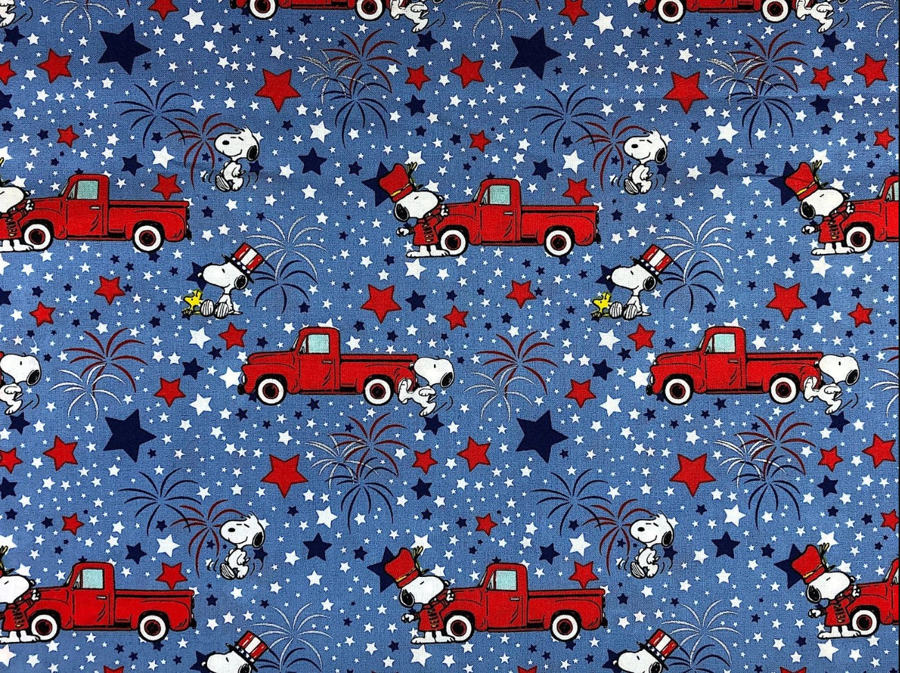 Springs Creative Patriotic Disney Snoopy Stars on Blue Price per Yard