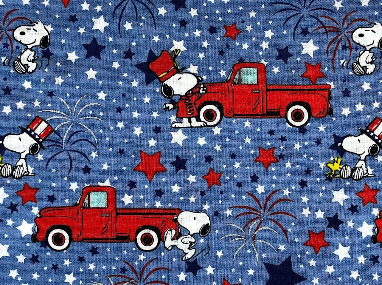 Springs Creative Patriotic Disney Snoopy Stars on Blue Price per Yard