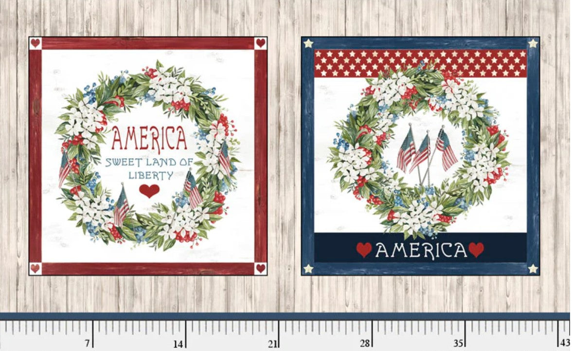 P & B Textiles Farmhouse Americana Patriotic Wreath Pillow Panel
