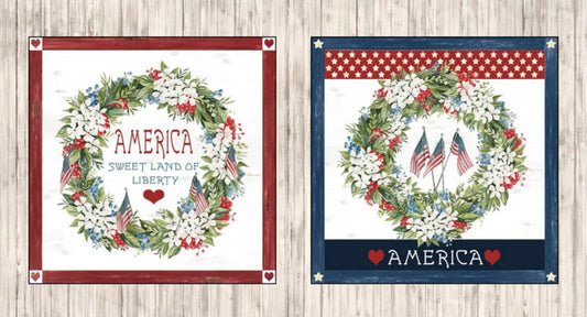 P & B Textiles Farmhouse Americana Patriotic Wreath Pillow Panel