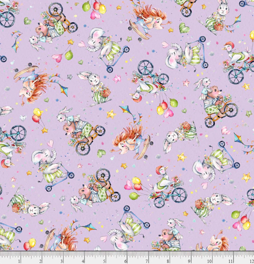 P & B Textiles Whiskerville Bike Toss Baby 100% Cotton By the Yard