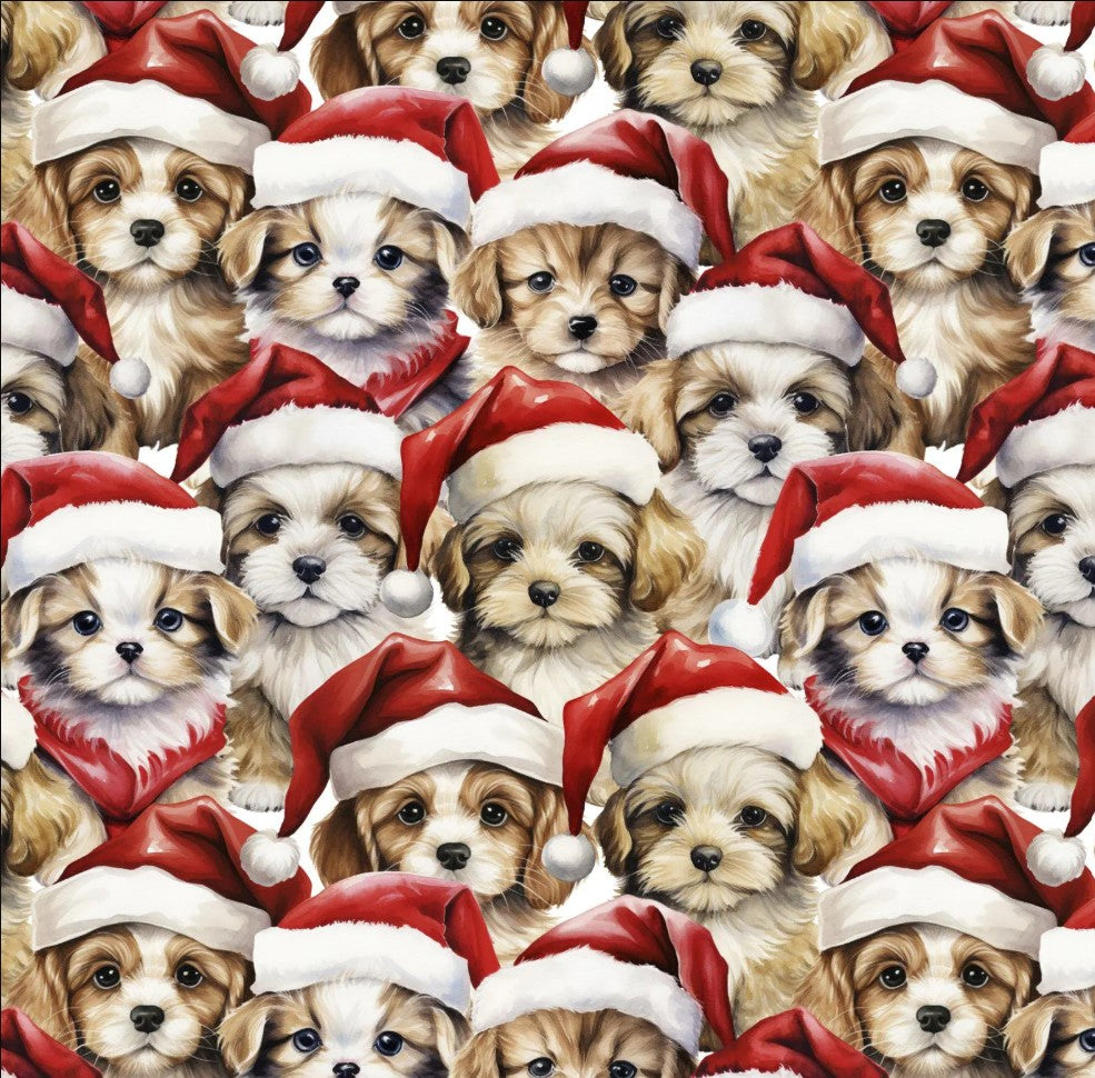 David Textiles Christmas Santa Dogs 100% Cotton Price per Yard