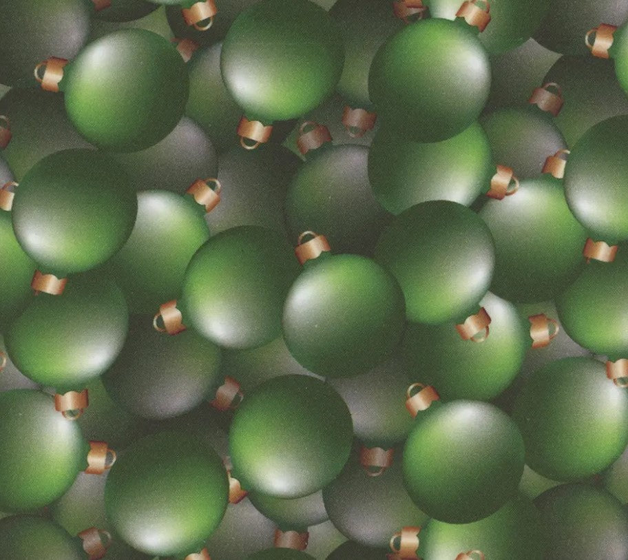 Mook Fabrics Christmas Ornaments Green 100% Cotton Fabric By the yard