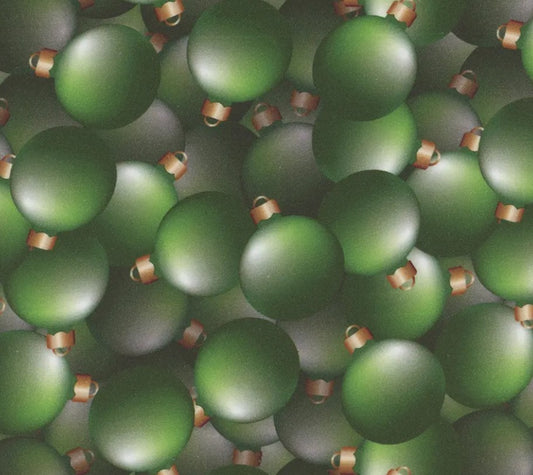 Mook Fabrics Christmas Ornaments Green 100% Cotton Fabric By the yard