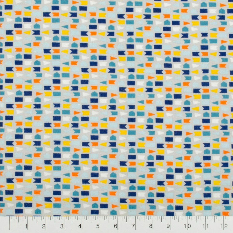 3 Flannel Fat Quarters Adventure Little Feet Boutique Blue White 18" x 21" Precut Baby