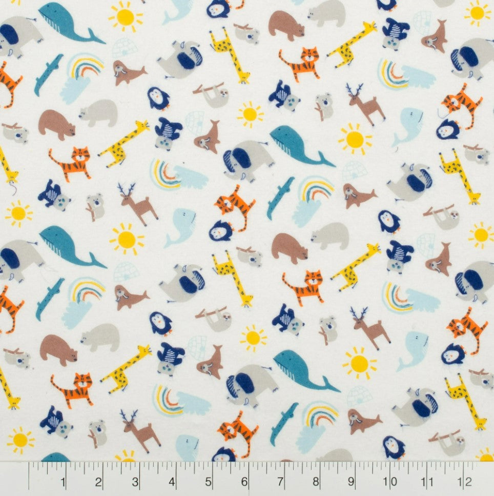 3 Flannel Fat Quarters Adventure Little Feet Boutique Blue White 18" x 21" Precut Baby