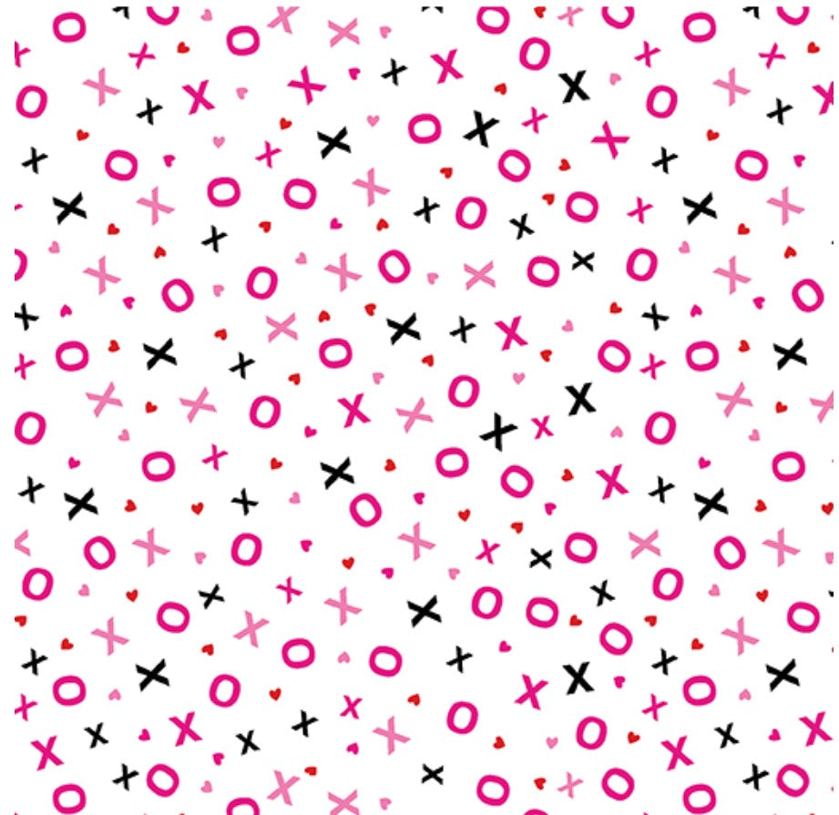 Benartex Valentine Hugs & Kisses White 100% Cotton Price per Yard