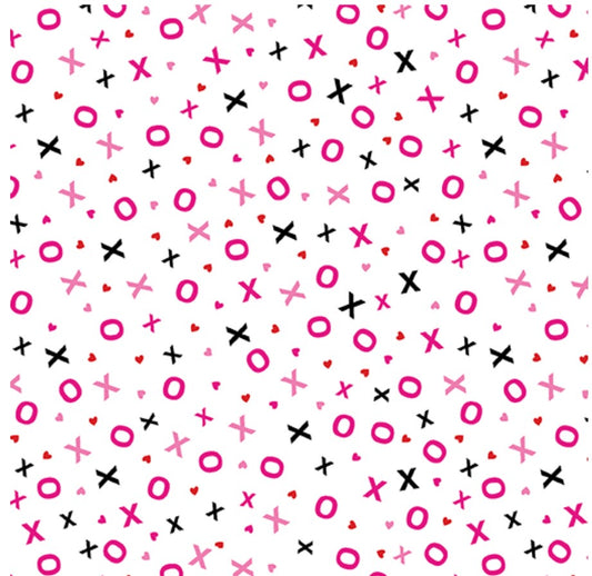 Benartex Valentine Hugs & Kisses White 100% Cotton Price per Yard