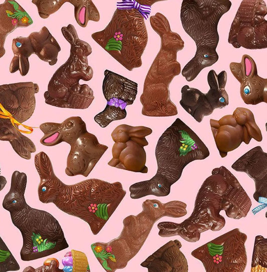 Timeless Treasures Easter Chocolate Bunnies Pink 100% Cotton