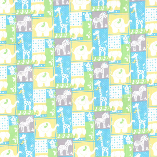 Fabric Traditions Jungle Patch on Blue Baby Prints 100% Cotton Baby Price Per Yard