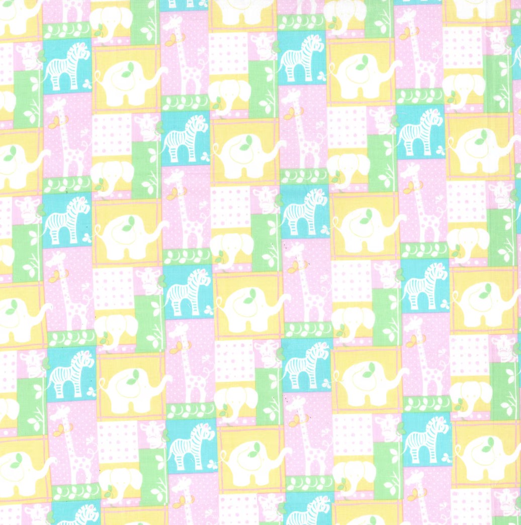Fabric Traditions Jungle Patch on Pink Baby Prints 100% Cotton Baby Price Per Yard