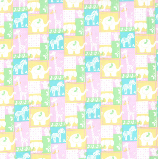 Fabric Traditions Jungle Patch on Pink Baby Prints 100% Cotton Baby Price Per Yard