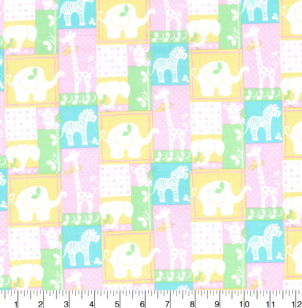 Fabric Traditions Jungle Patch on Pink Baby Prints 100% Cotton Baby Price Per Yard
