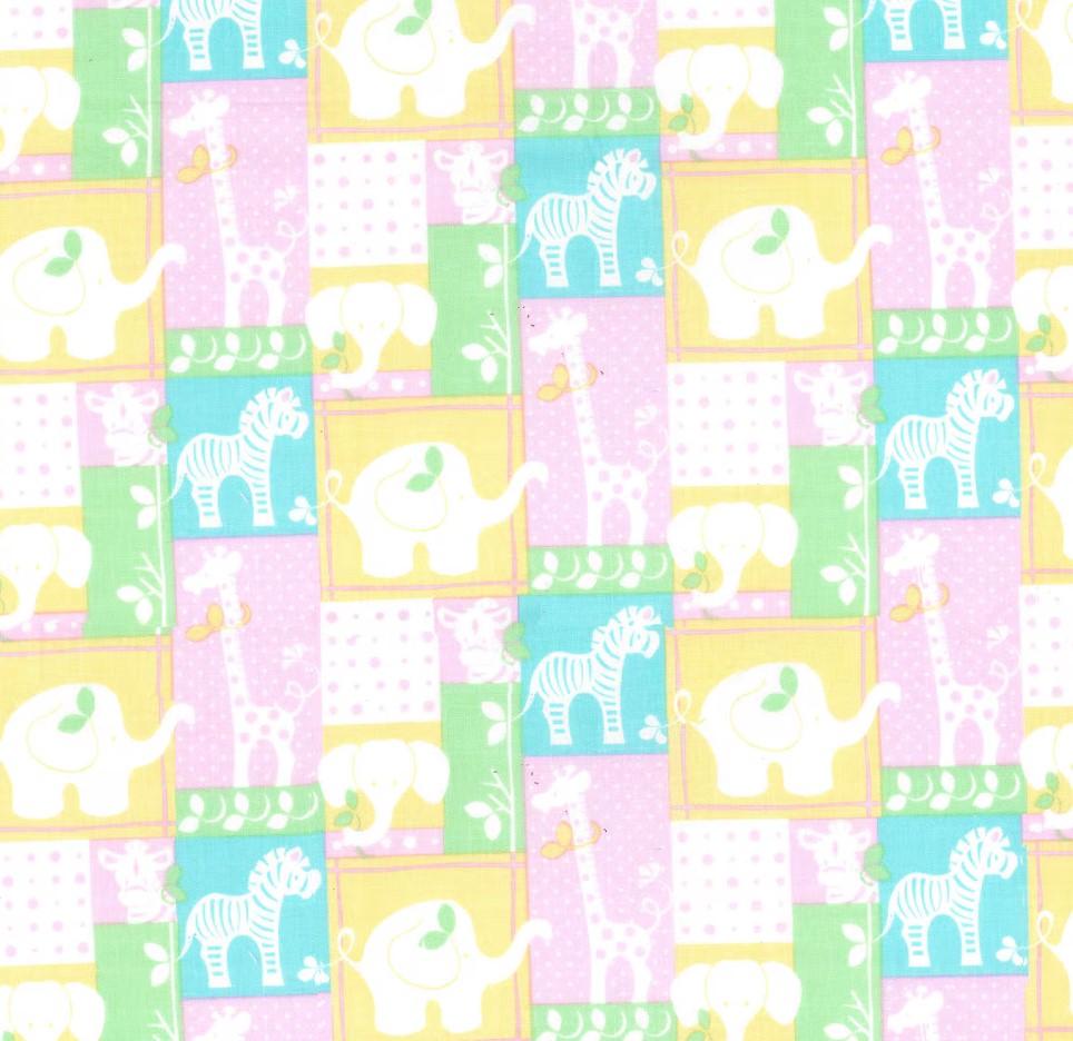 Fabric Traditions Jungle Patch on Pink Baby Prints 100% Cotton Baby Price Per Yard