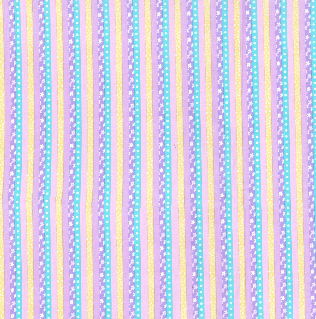 Fabric Traditions Purple Flower Stripes Blender Baby Prints 100% Cotton Price Per Yard