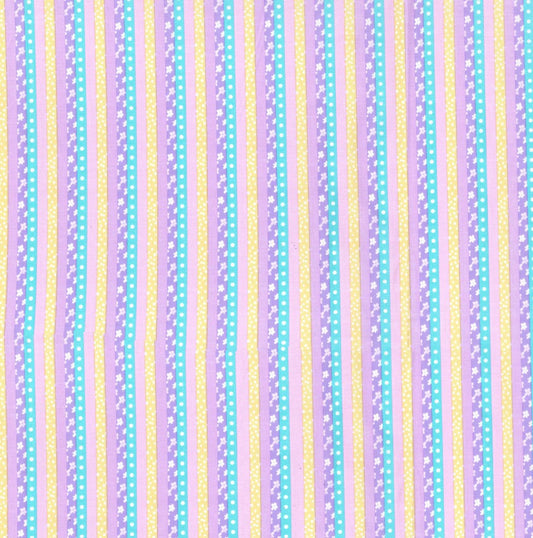 Fabric Traditions Purple Flower Stripes Blender Baby Prints 100% Cotton Price Per Yard
