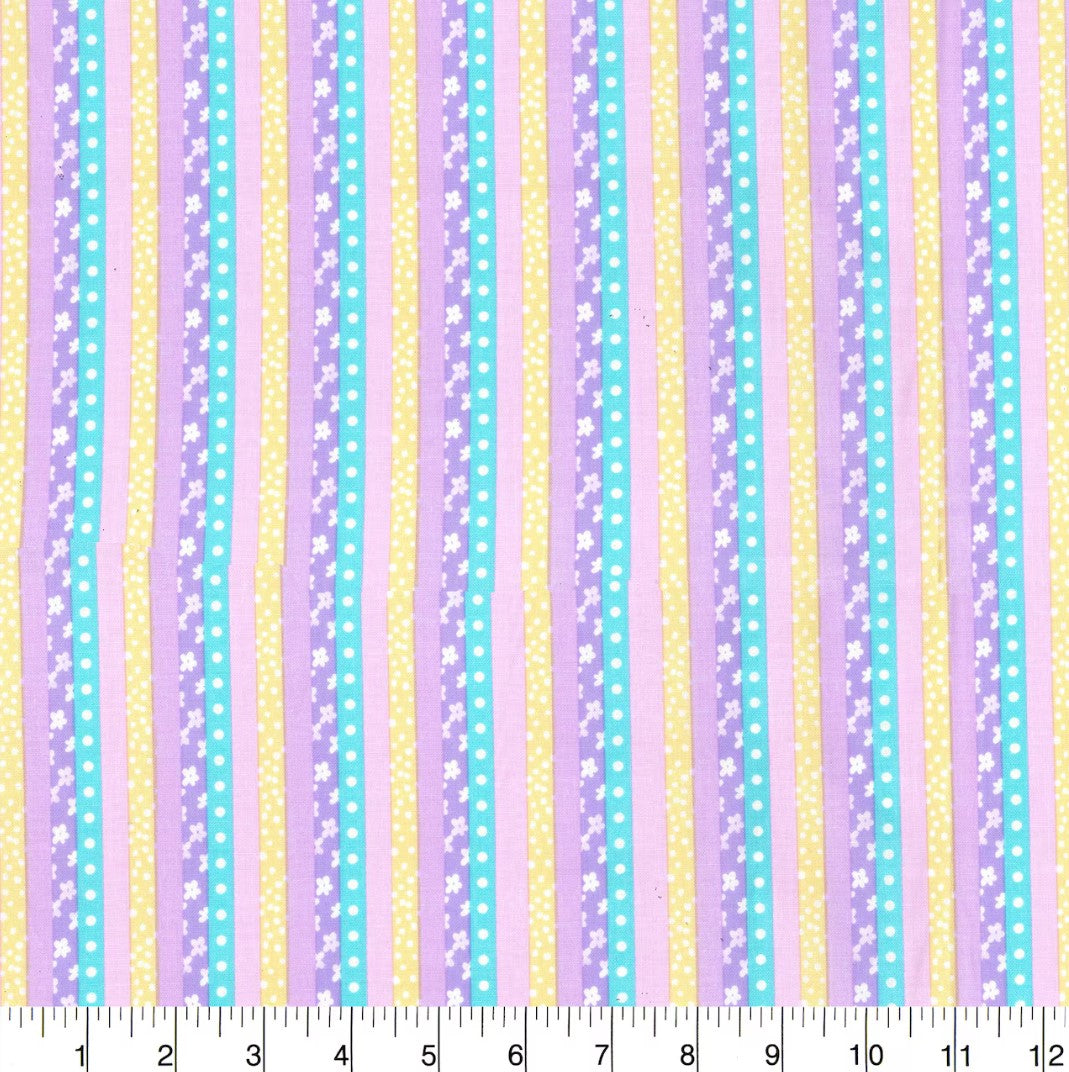 Fabric Traditions Purple Flower Stripes Blender Baby Prints 100% Cotton Price Per Yard