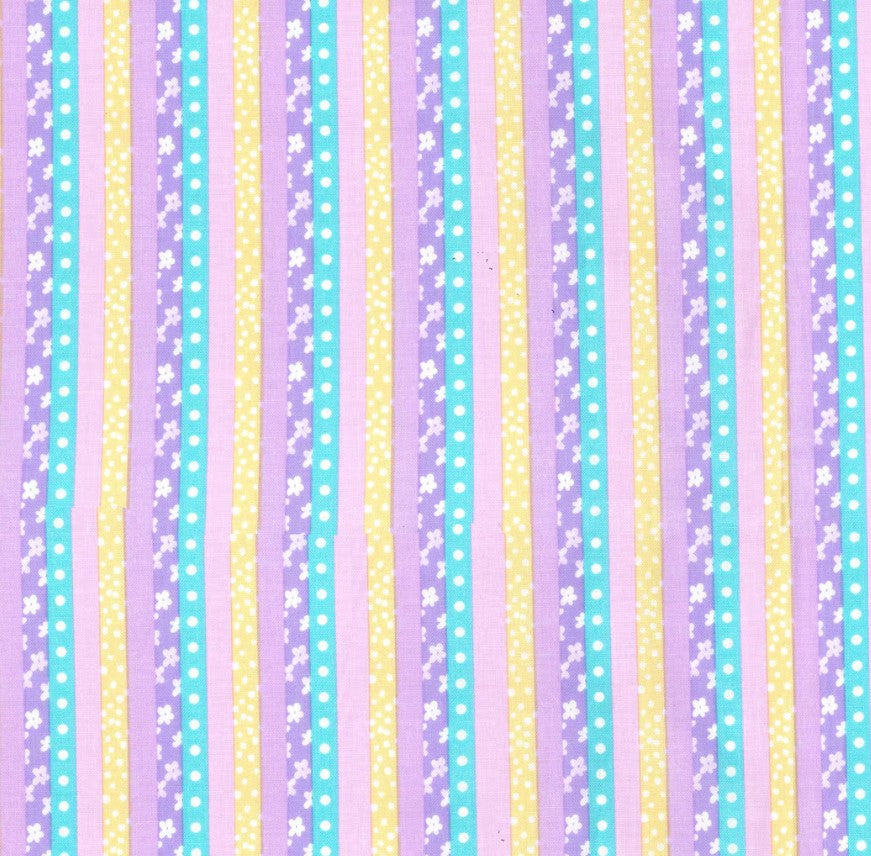 Fabric Traditions Purple Flower Stripes Blender Baby Prints 100% Cotton Price Per Yard