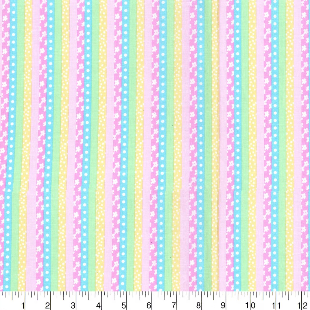 Fabric Traditions Pink Flower Stripes Blender Baby Prints 100% Cotton Price Per Yard