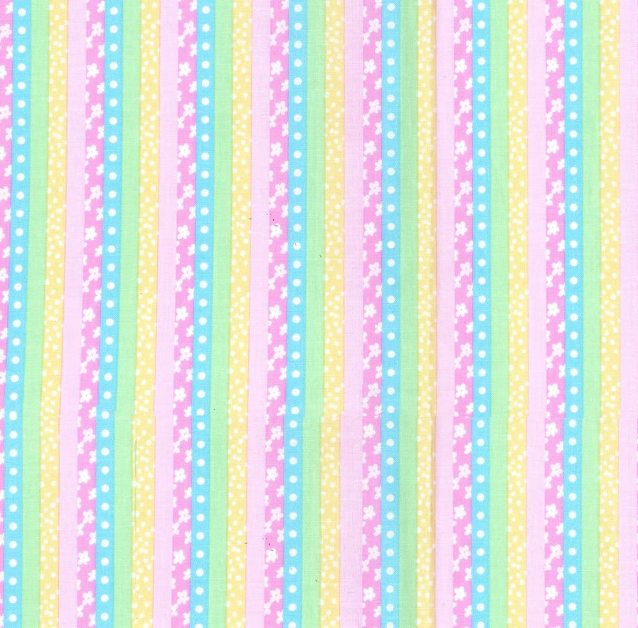 Fabric Traditions Pink Flower Stripes Blender Baby Prints 100% Cotton Price Per Yard