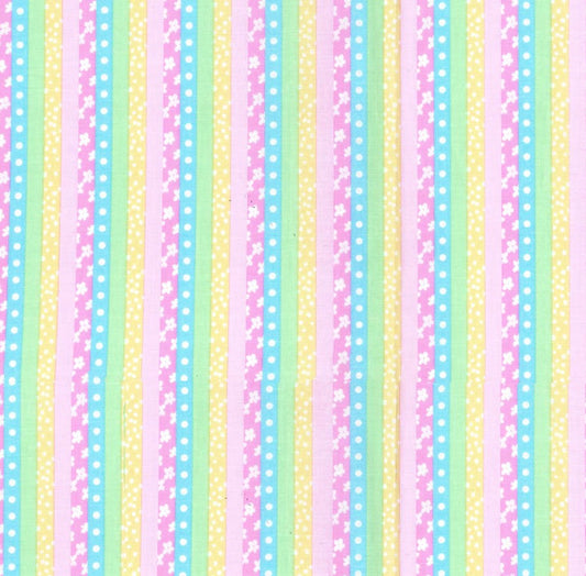 Fabric Traditions Pink Flower Stripes Blender Baby Prints 100% Cotton Price Per Yard