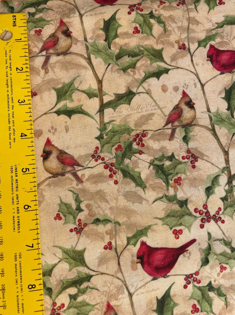 Springs Creative Christmas Cardinals on Vines 100% Cotton By the yard (Copy)