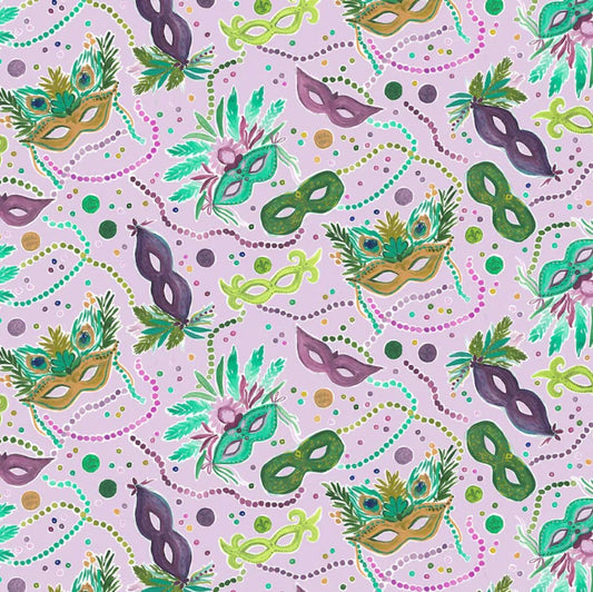 Dear Stella Mardi Gras Masks 100% Cotton Sold by the Yard