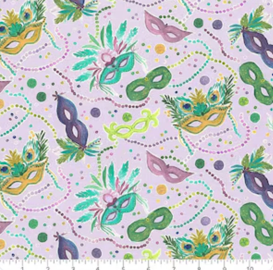 Dear Stella Mardi Gras Masks 100% Cotton Sold by the Yard