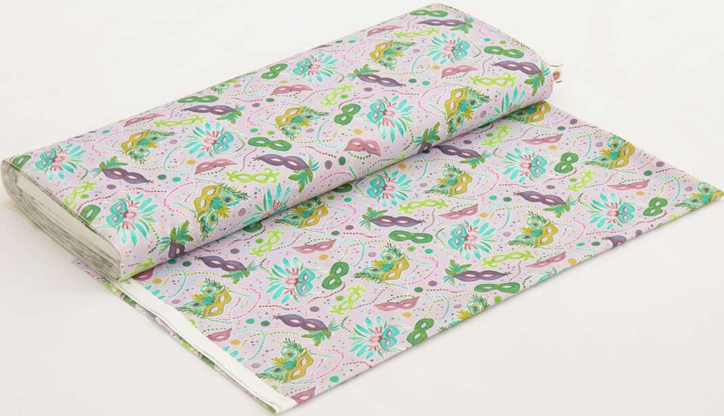 Dear Stella Mardi Gras Masks 100% Cotton Sold by the Yard